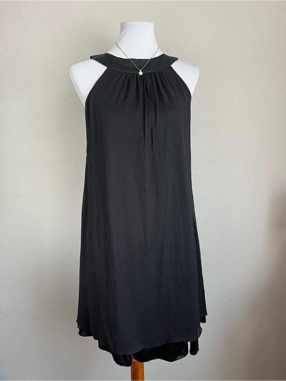 Black Halter Neck Shift Midi Chiffon Dress by Romy